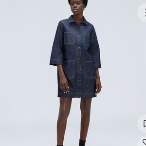 Everlane Utility Denim Button-Up Jacket Dress